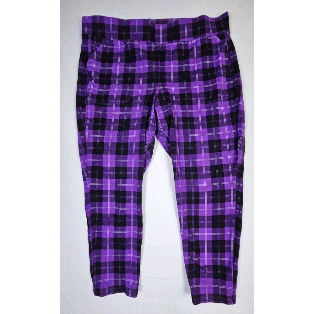 Torrid Crop Pocket Legging Women's Sz 2 Purple Buffalo Plaid Pants 2X 18-20